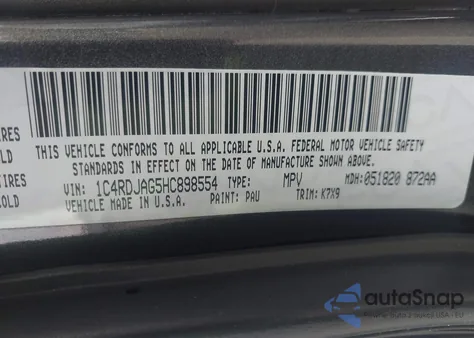 2017 Dodge Durango Sxt Awd from USA, damaged, VIN 1C4RDJAG5HC898554